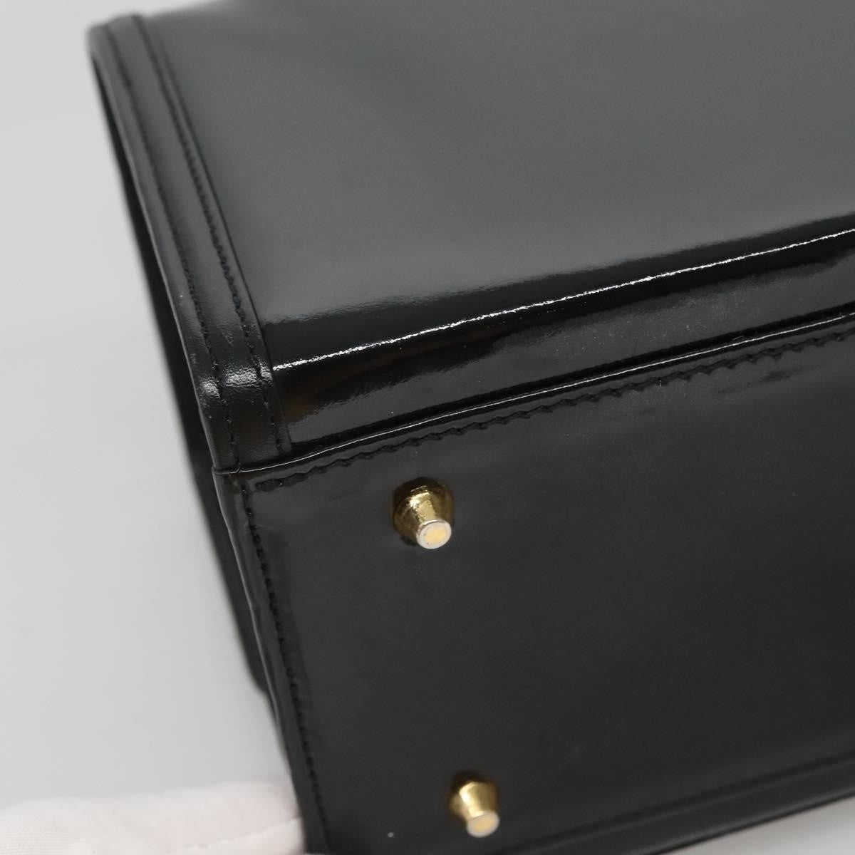 Versace Vintage Box Handle Bag Patent, BLACK, PATENT_LEATHER, Handbag