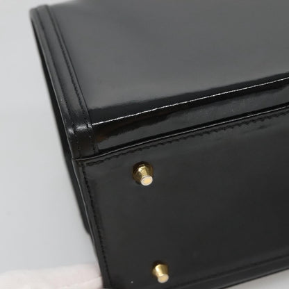 Versace Vintage Box Handle Bag Patent, BLACK, PATENT_LEATHER, Handbag