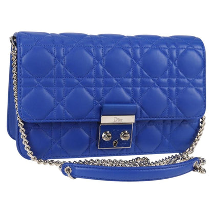 Christian Dior Miss Dior Promenade Pouch Cannage Quilt Lambskin, BLUE, LEATHER, Shoulder bag