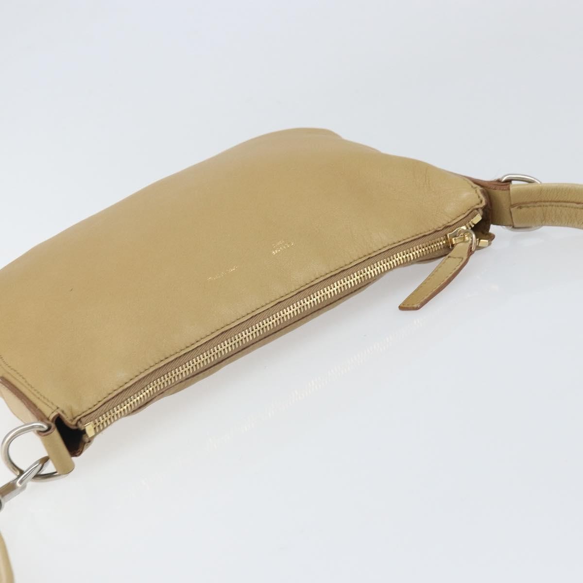 Celine Vintage Shoulder Bag Leather, BEIGE, LEATHER, Shoulder bag