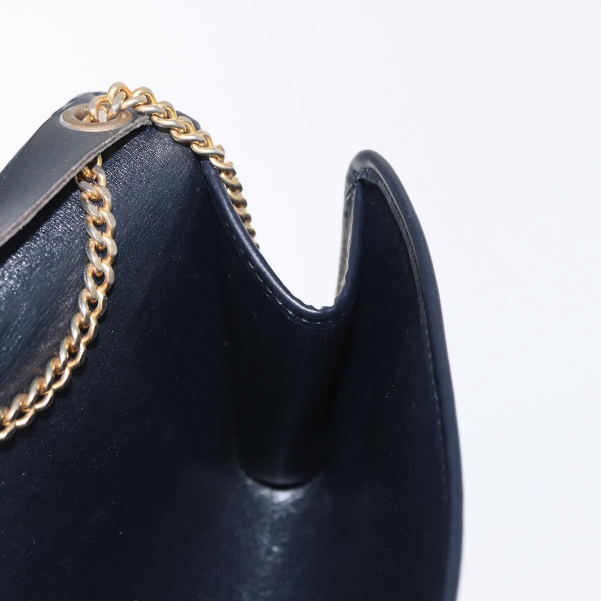 Christian Dior Vintage CD Chain Flap Shoulder Bag Diorissimo Canvas, NAVY, CANVAS, Shoulder bag