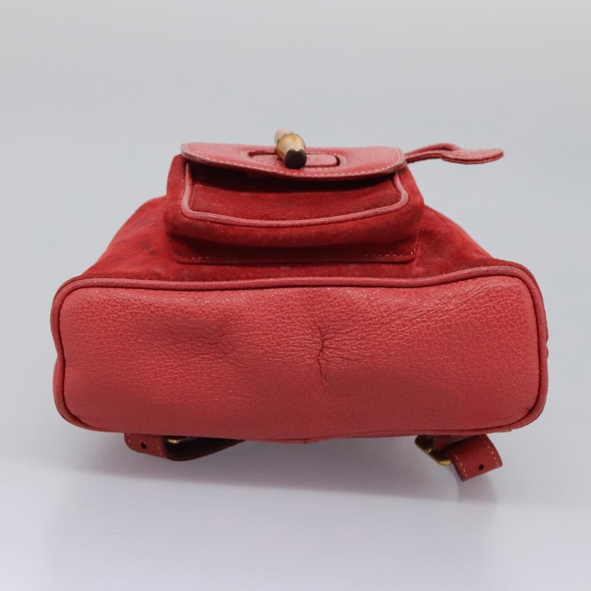Gucci Vintage Bamboo Backpack Suede, RED, SUEDE, Backpack