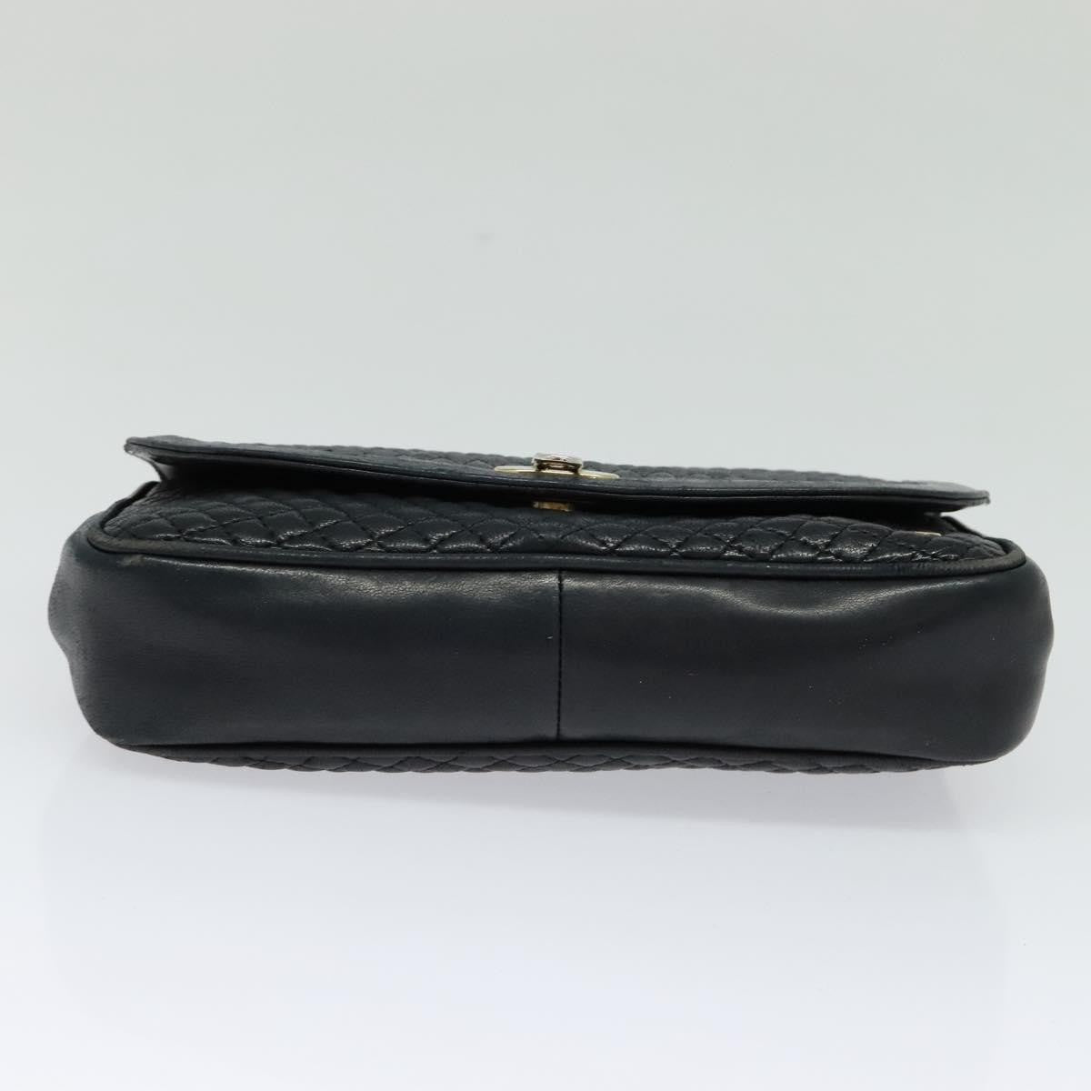 Bally Vintage Chain Shoulder Bag Quilted Leather, Navy, Leather, Shoulder Bag