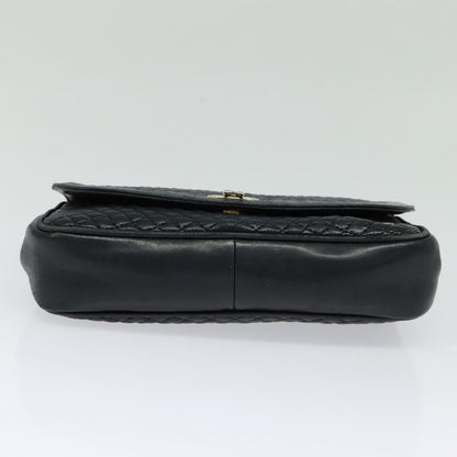 Bally Vintage Chain Shoulder Bag Quilted Leather, Navy, Leather, Shoulder Bag
