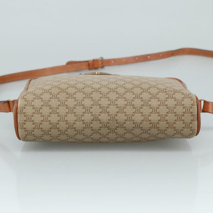 Celine Vintage Macadam Shoulder Bag Canvas and Leather, Beige, Canvas, Shoulder Bag