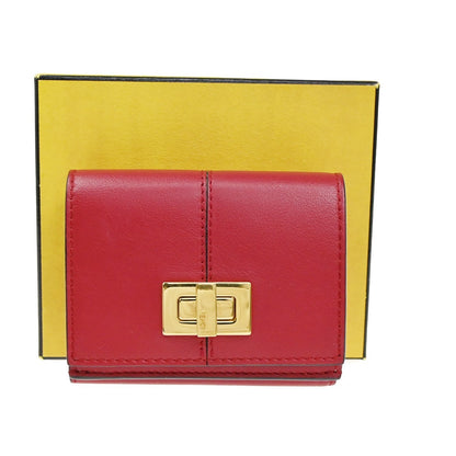 Fendi Peekaboo Wallet Leather, Red, Leather, Wallet
