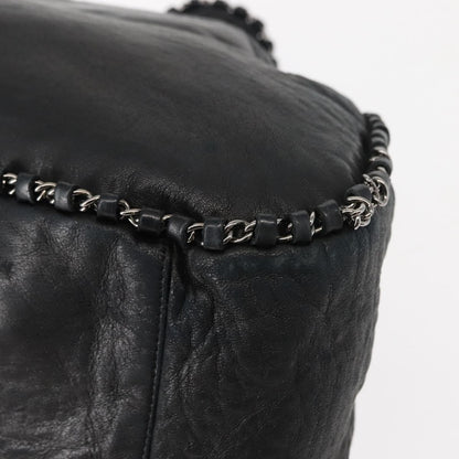 Chanel Vintage Chain Around Shoulder Bag Leather, BLACK, LEATHER, Shoulder bag