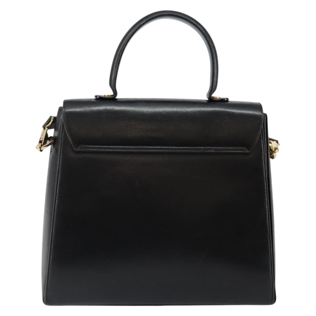 Salvatore Ferragamo Gancini Convertible Top Handle Bag Leather, BLACK, LEATHER, Handbag