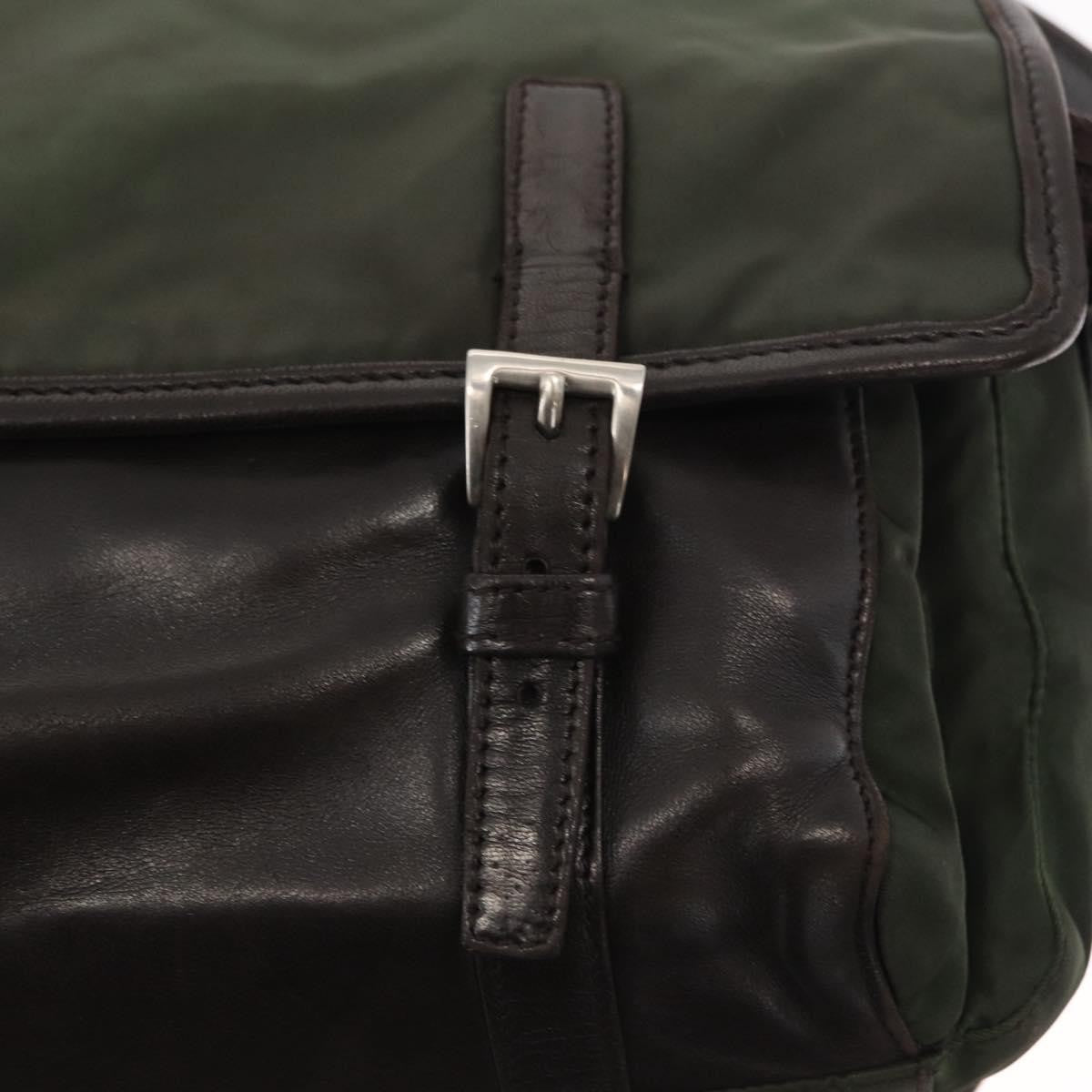 Prada Double Buckle Flap Messenger Bag Tessuto, Khaki, Nylon, Shoulder Bag