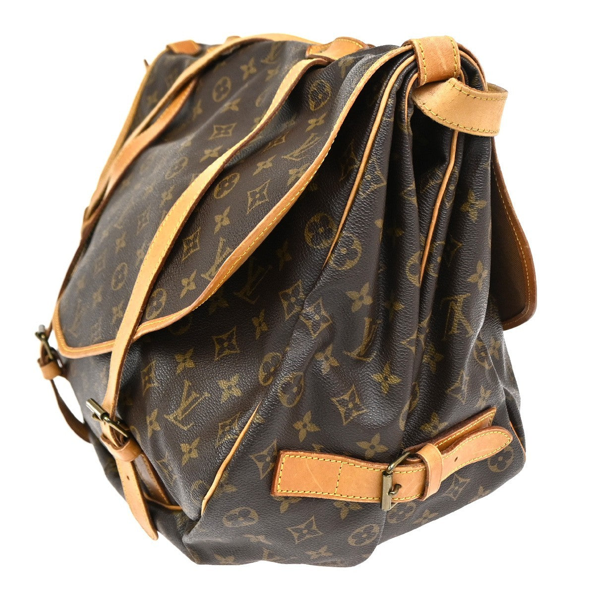 Louis Vuitton Saumur Handbag Monogram Canvas, Brown, Leather, Shoulder Bag
