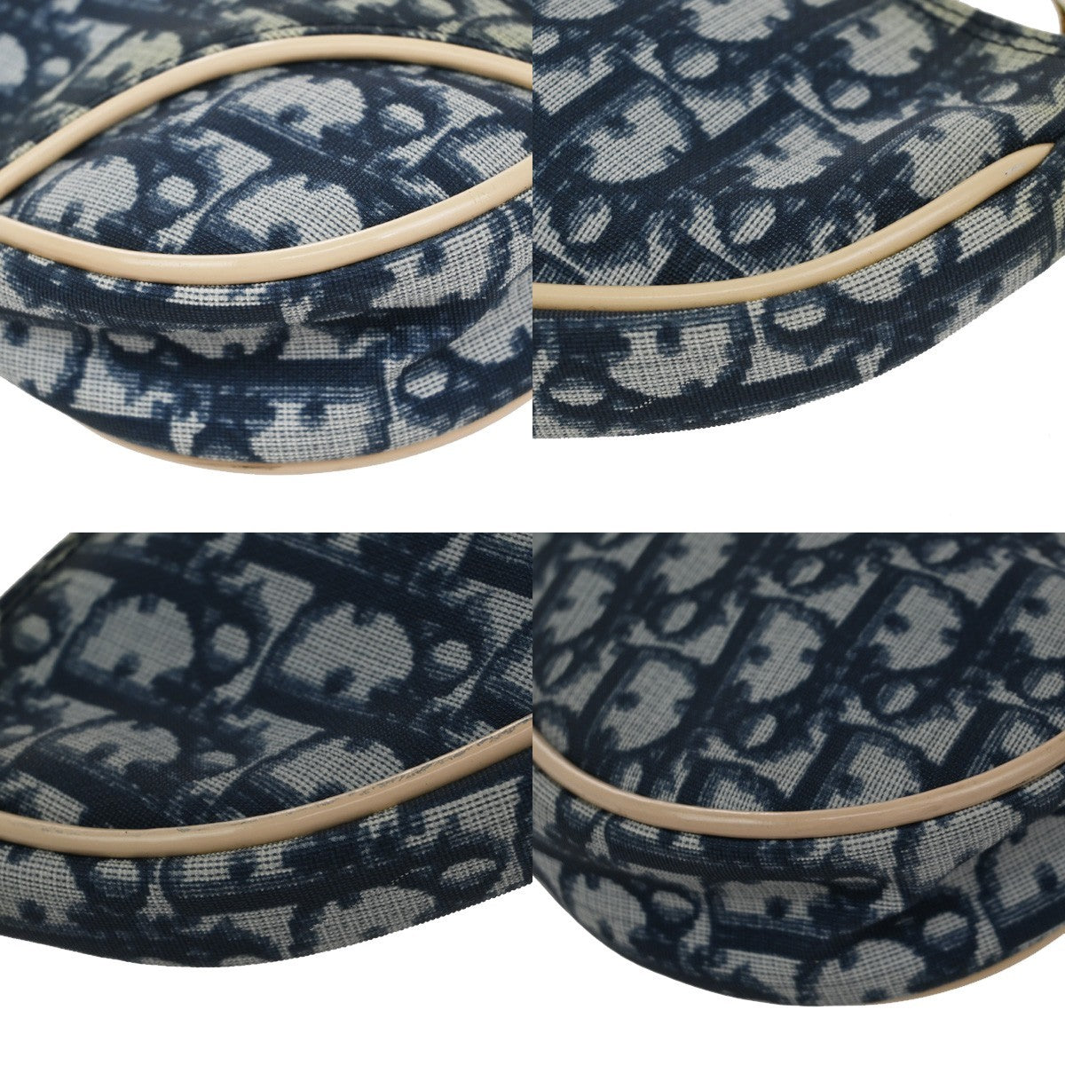 Christian Dior Vintage Saddle Bag Diorissimo Coated Canvas, BLUE, PVC, Shoulder bag