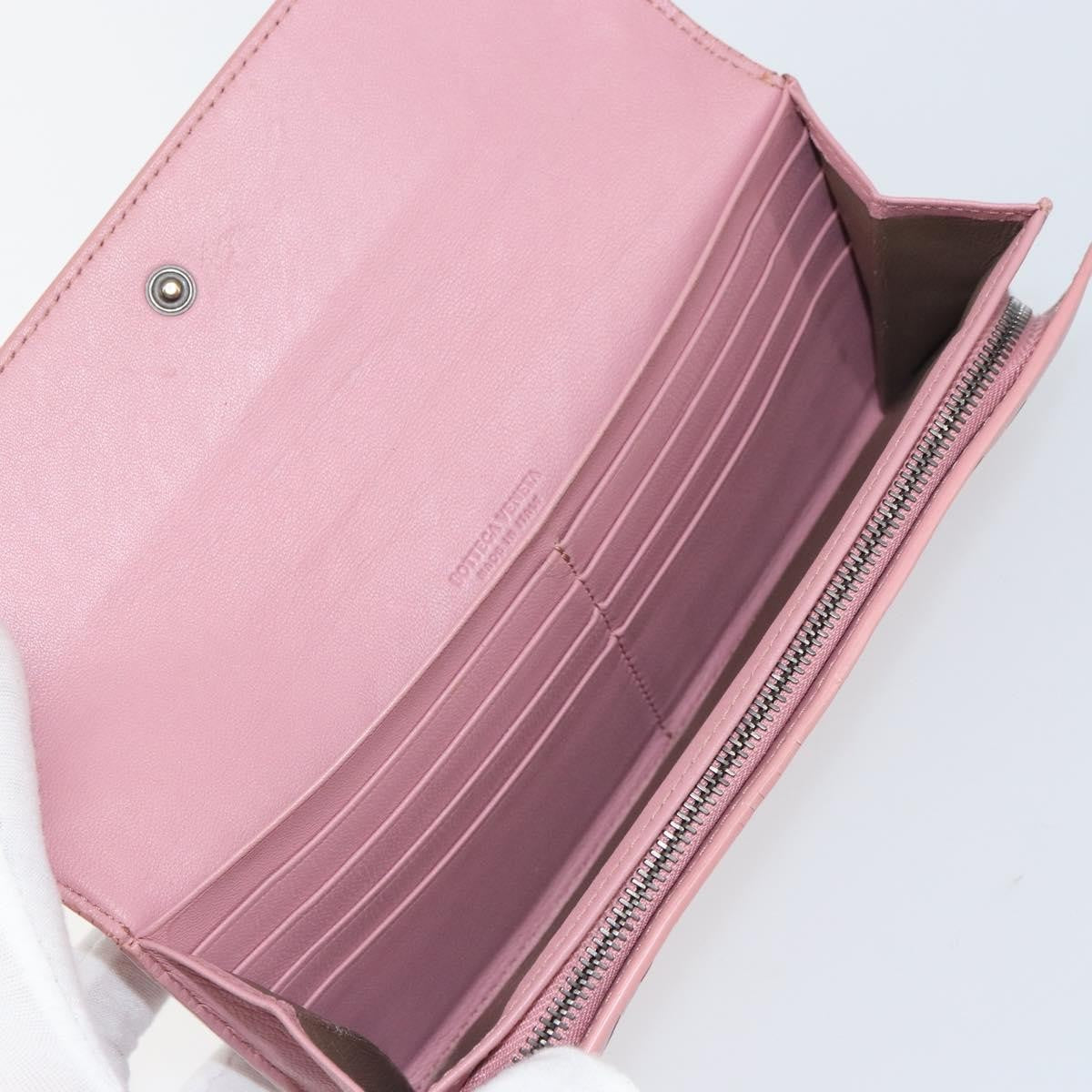 Bottega Veneta Intrecciato Long Zip  Wallet Leather, PINK, LEATHER, Wallets