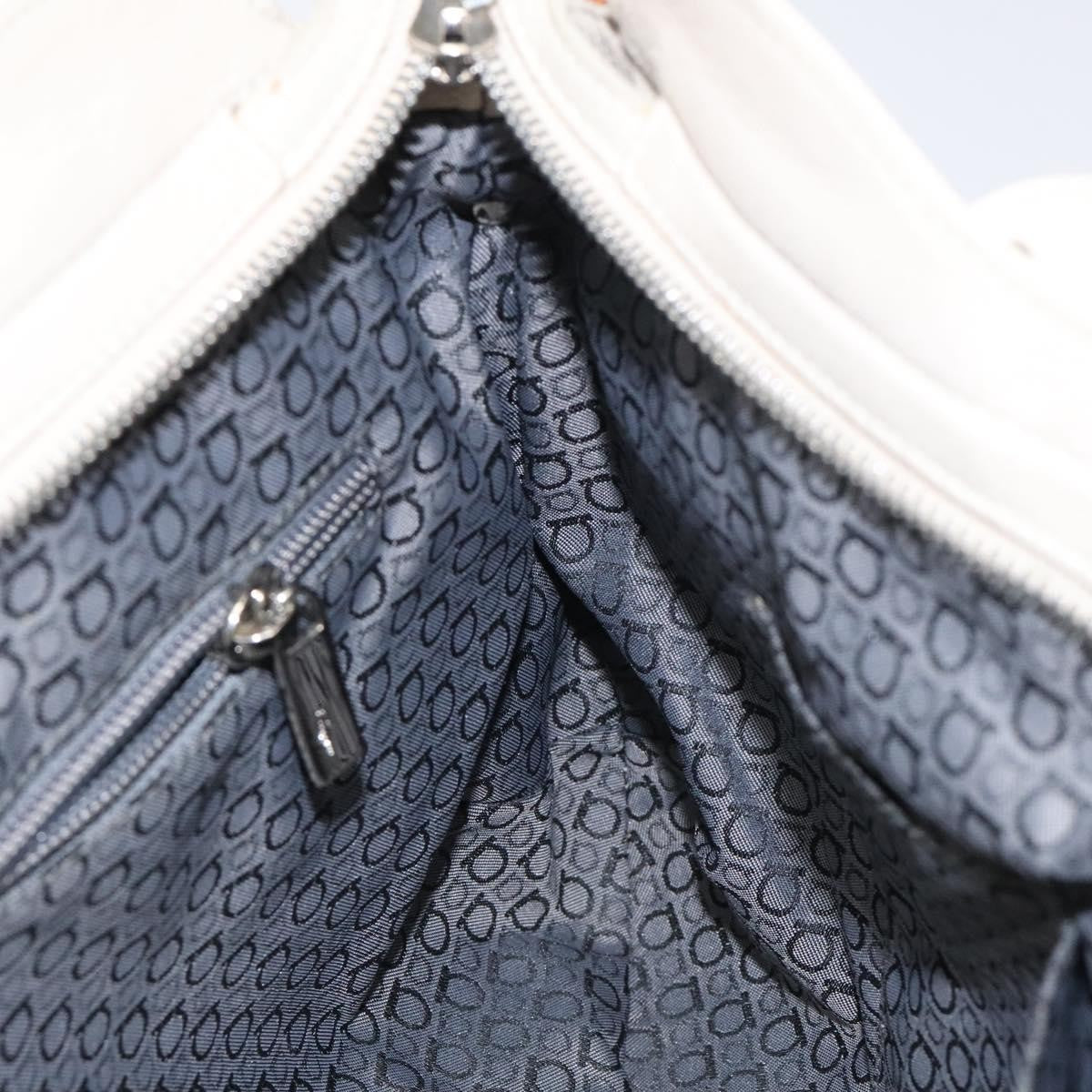 Salvatore Ferragamo Gancini handbag Leather, WHITE, LEATHER, Handbag