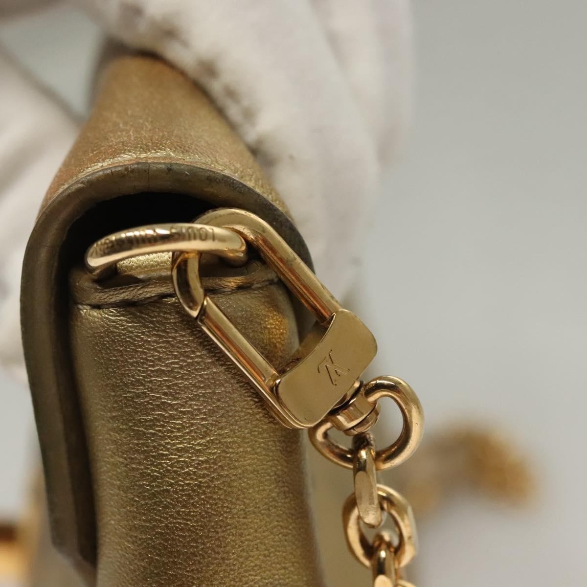 Louis Vuitton Love Note Chain Clutch Leather, GOLD, LEATHER, Clutche & pouche