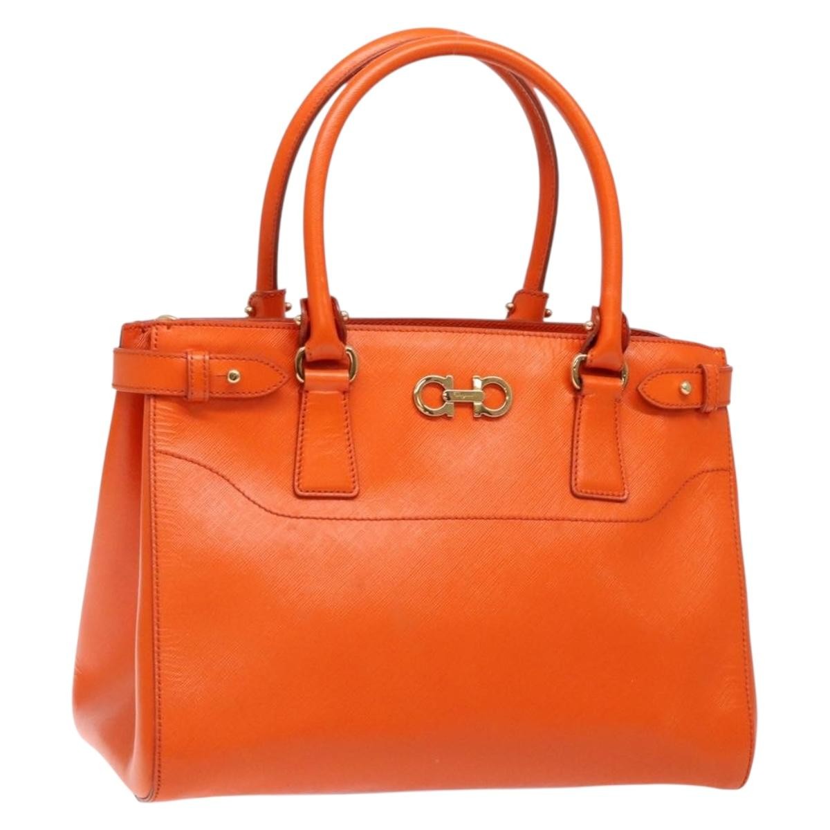 Salvatore Ferragamo Batik Tote Leather, ORANGE, LEATHER, Tote bag