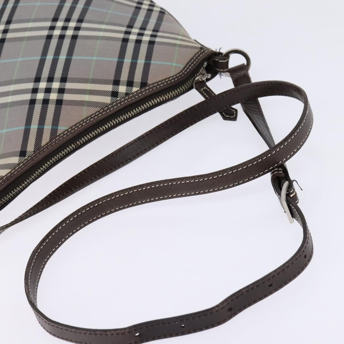 Burberry Nova Check Blue Label Canvas, Gray, Nylon, Shoulder Bag