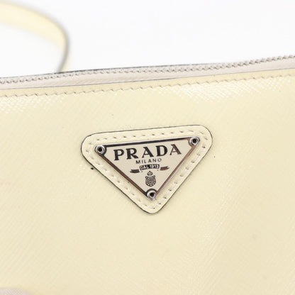 Prada Chain Crossbody Bag Vernice Saffiano Leather, WHITE, LEATHER, Shoulder bag