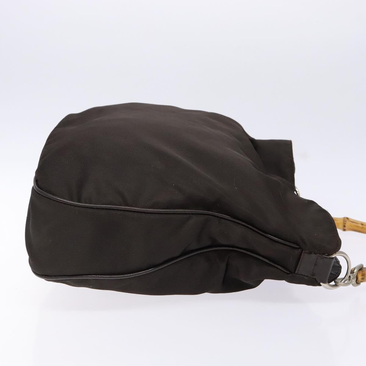 Gucci Vintage Bamboo Shoulder Bag Nylon, BROWN, NYLON, Shoulder bag