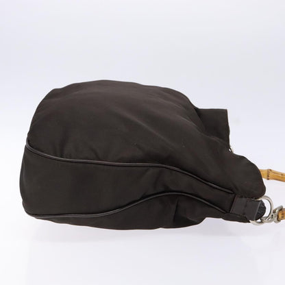 Gucci Vintage Bamboo Shoulder Bag Nylon, BROWN, NYLON, Shoulder bag