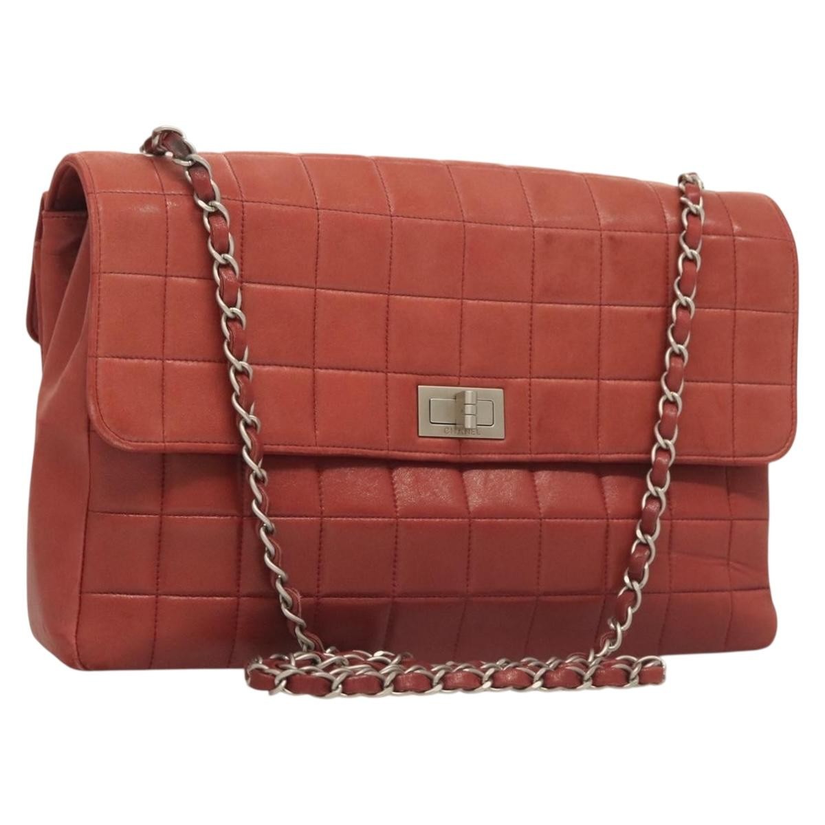 Chanel Chocolate Bar Reissue Flap Bag Lambskin, RED, LEATHER, Handbag