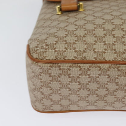 Celine Vintage Macadam Handbag Canvas and Leather, Beige, Canvas, Handbag