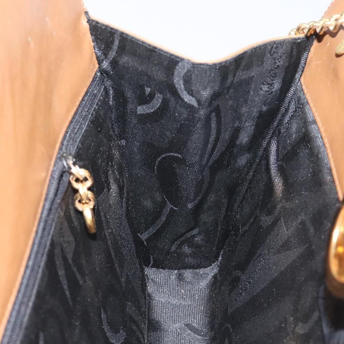 Salvatore Ferragamo Vintage Gancini Chain Shoulder Bag Leather, BROWN, LEATHER, Shoulder bag