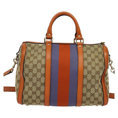 Gucci Vintage Web Boston Bag GG Canvas, BEIGE, CANVAS, Handbag