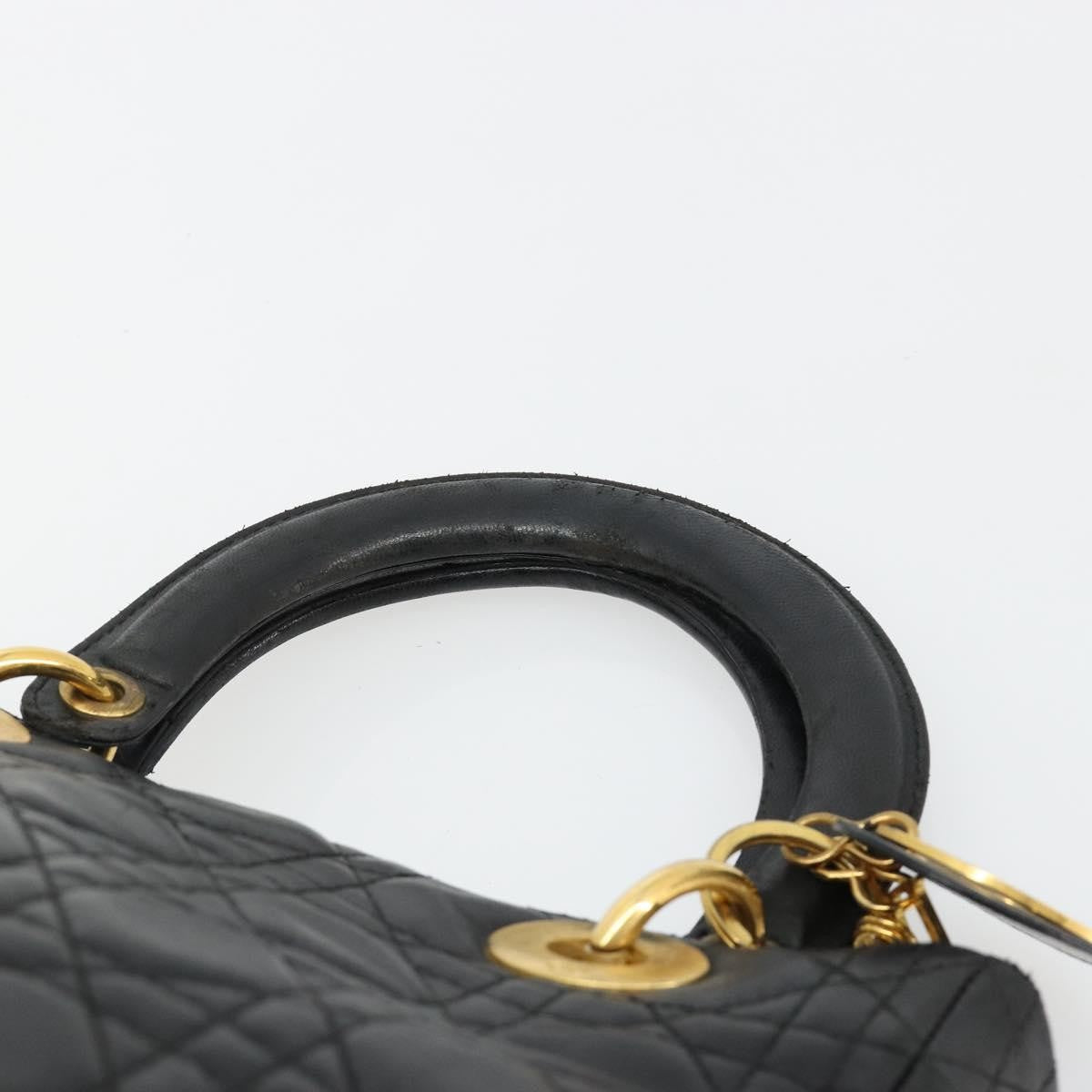 Christian Dior Vintage Lady Dior Bag Cannage Quilt Lambskin, Black, Leather, Handbag