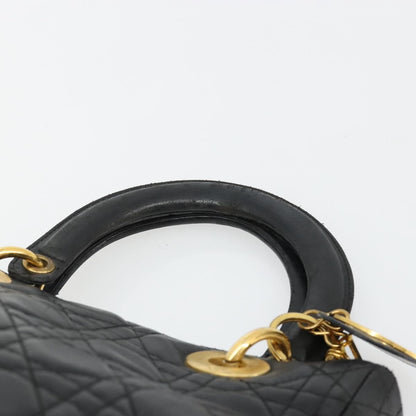 Christian Dior Vintage Lady Dior Bag Cannage Quilt Lambskin, Black, Leather, Handbag