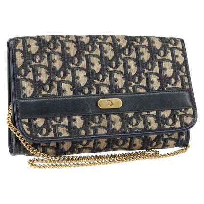 Christian Dior Vintage Trotter Shoulder Bag Canvas, NAVY, CANVAS, Shoulder bag