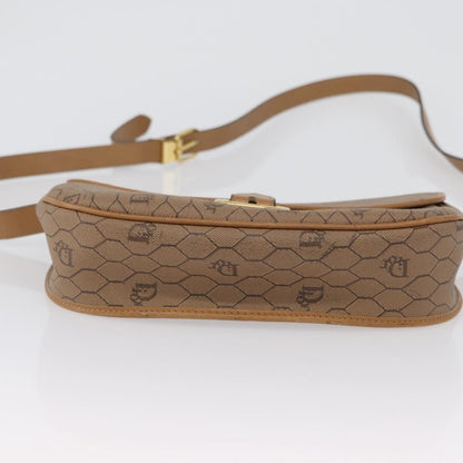 Christian Dior Vintage Honeycomb Shoulder Bag Canvas and Leather, BEIGE, CANVAS, Shoulder bag