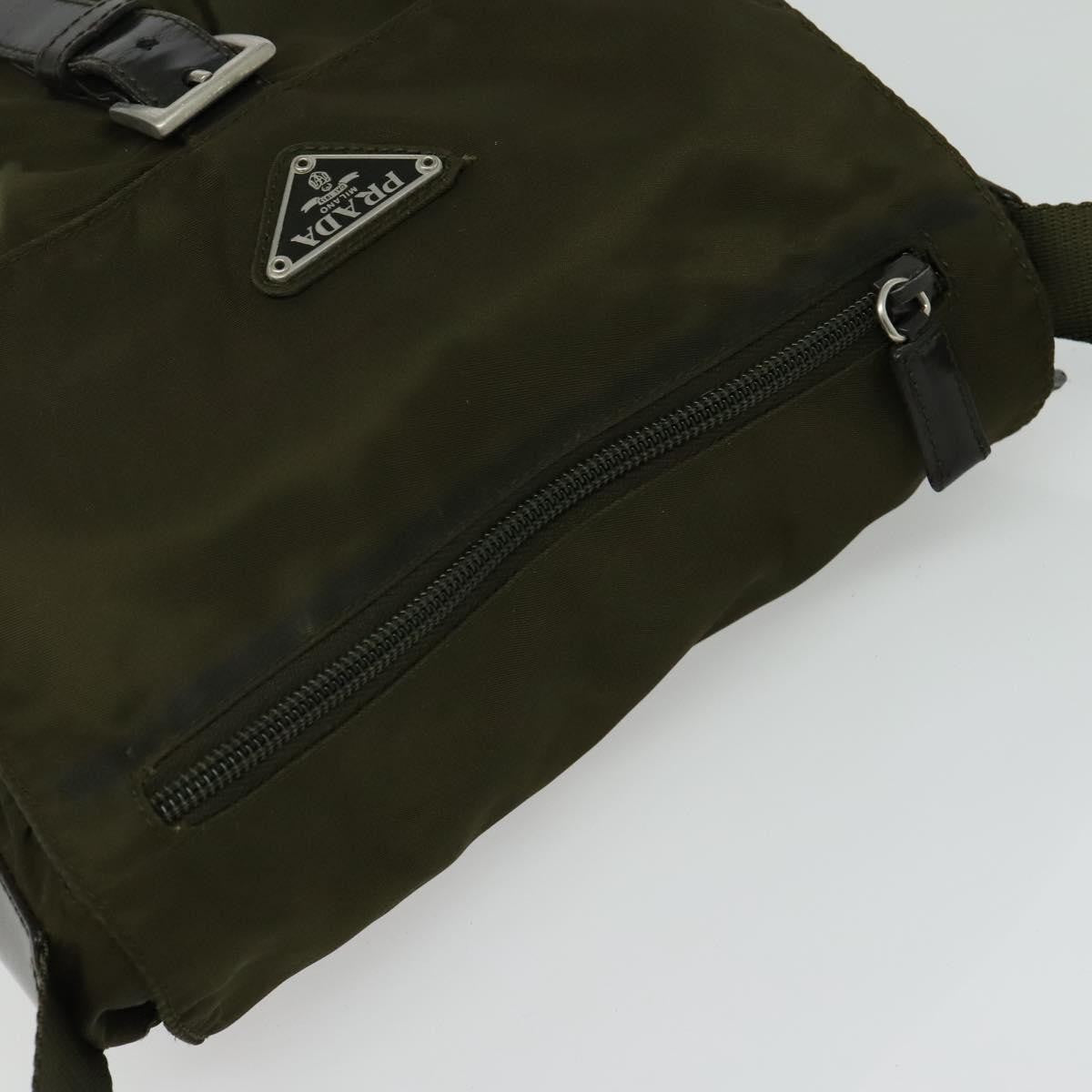Prada Buckle Messenger Bag Tessuto, KHAKI, NYLON, Shoulder bag