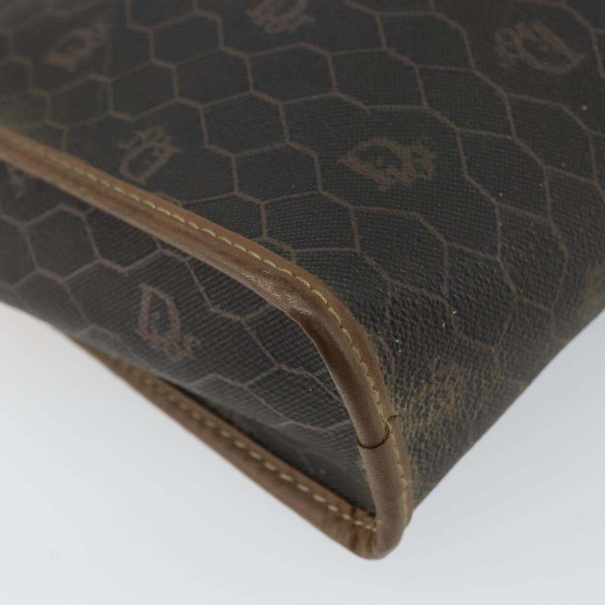 Christian Dior Vintage Honeycomb Zip Pouch Canvas and Leather, BLACK, CANVAS, Clutche & pouche