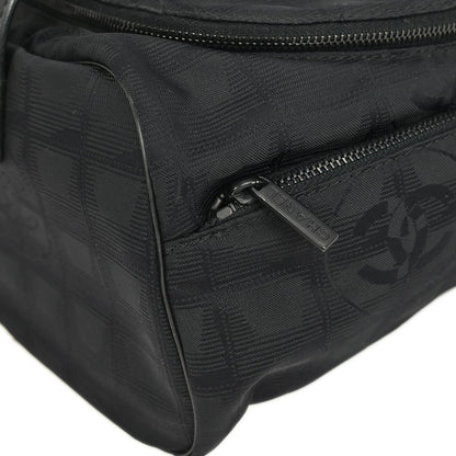 Chanel Travel Line Barrel Bag Nylon, BLACK, NYLON, Handbag
