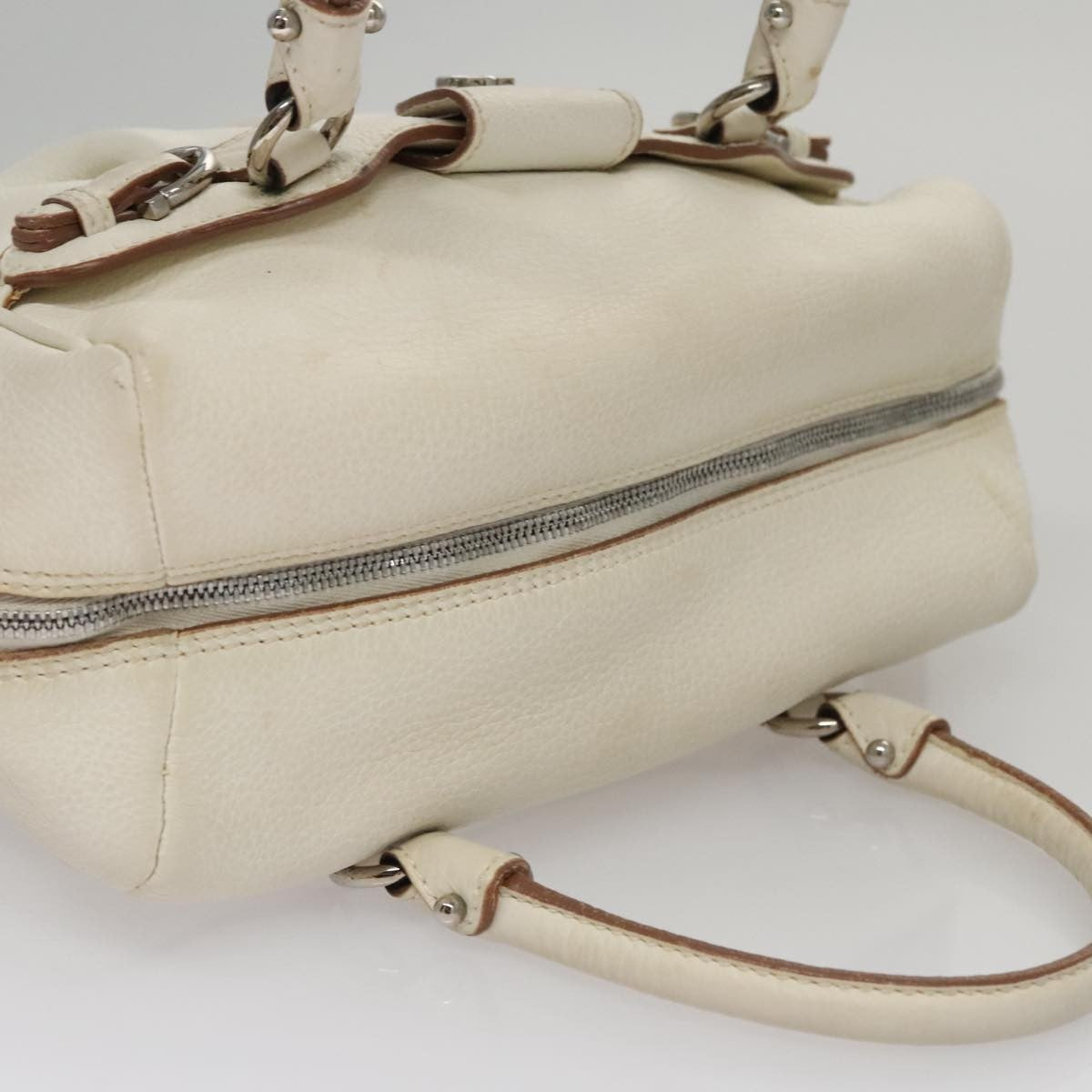 Salvatore Ferragamo Gancini handbag Leather, WHITE, LEATHER, Handbag