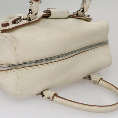 Salvatore Ferragamo Gancini handbag Leather, WHITE, LEATHER, Handbag