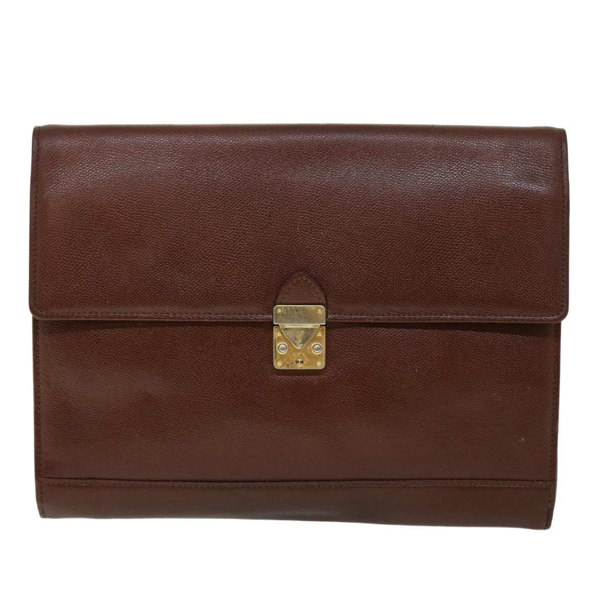 Saint Laurent Vintage Flap Document Holder Leather, BROWN, LEATHER, Briefcase