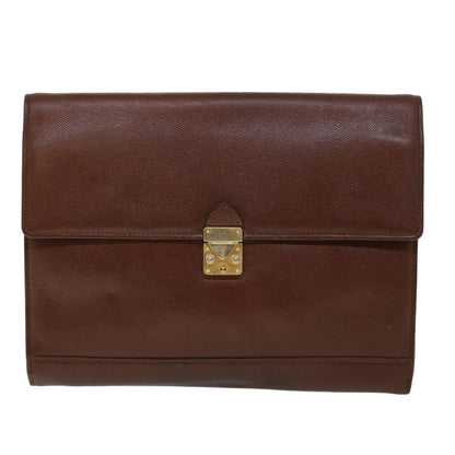 Saint Laurent Vintage Flap Document Holder Leather, BROWN, LEATHER, Briefcase