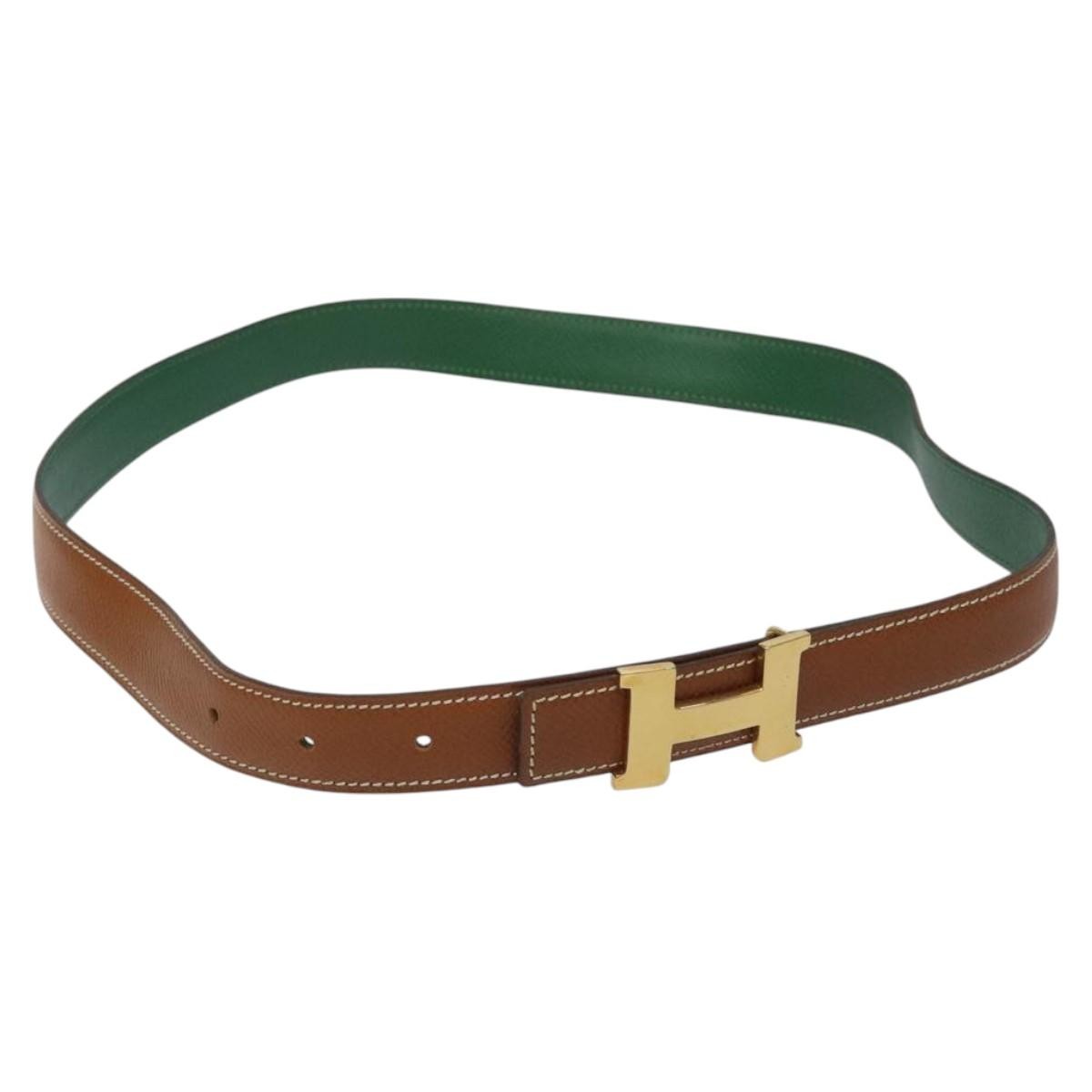 Hermes Constance Belt Leather, BROWN, LEATHER, Belts