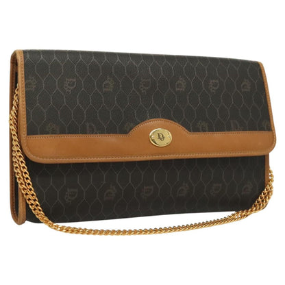 Christian Dior Vintage Honeycomb chain Canvas, BLACK, CANVAS, Handbag