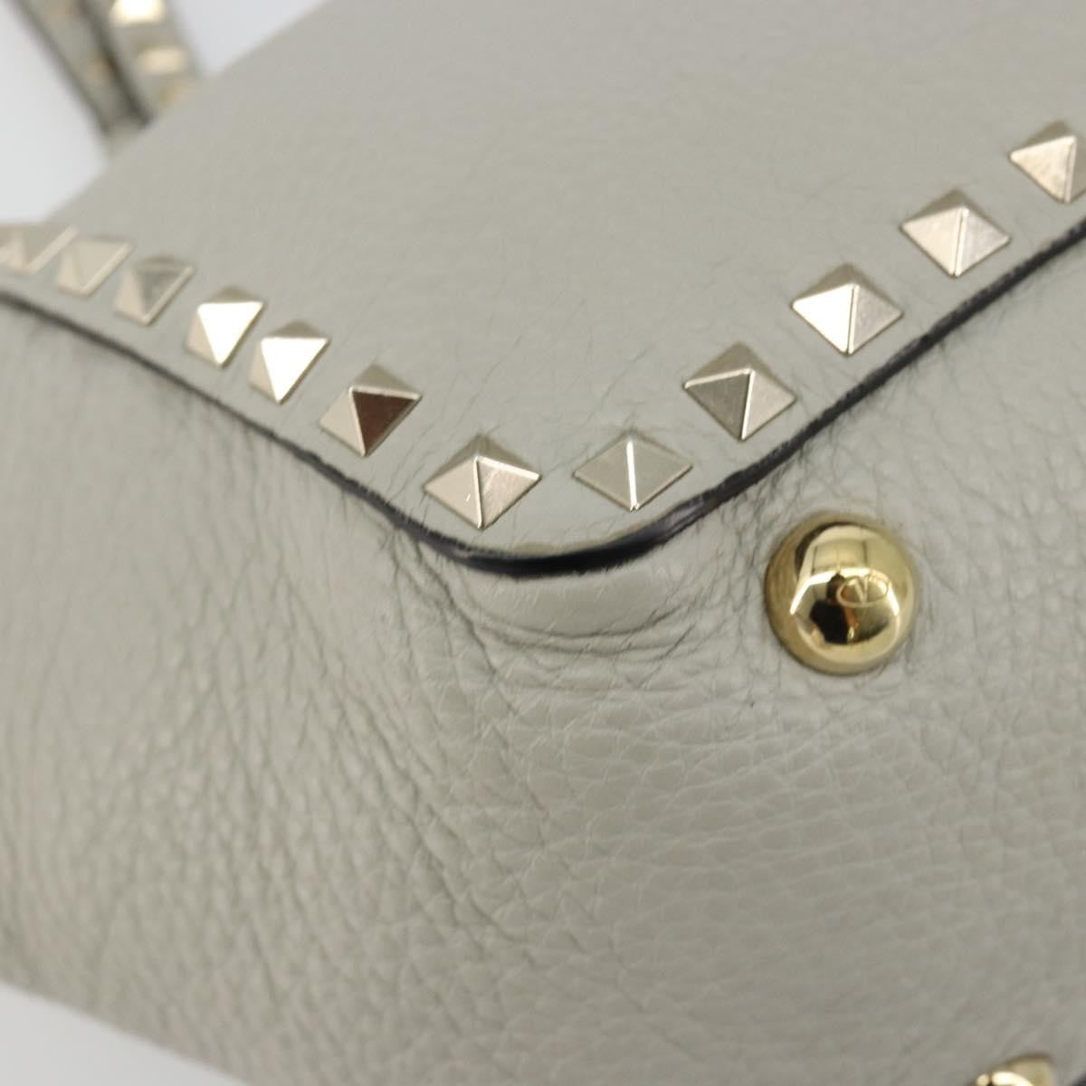 Valentino Garavani Rockstud Tote Textured Leather, Gray, Leather, Tote Bag