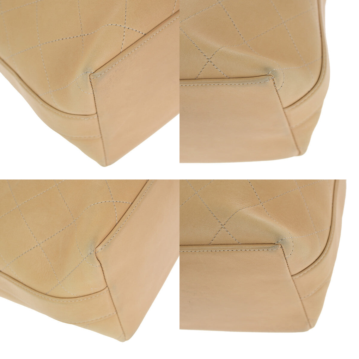 Chanel On My Shoulder Drawstring Bag Quilted Calfskin, BEIGE, LEATHER, Shoulder bag