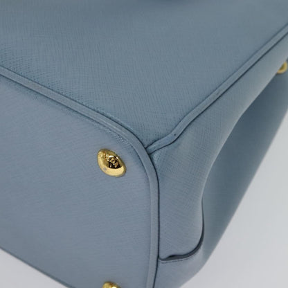 Prada Double Zip Lux Tote Saffiano Leather, BLUE, LEATHER, Handbag