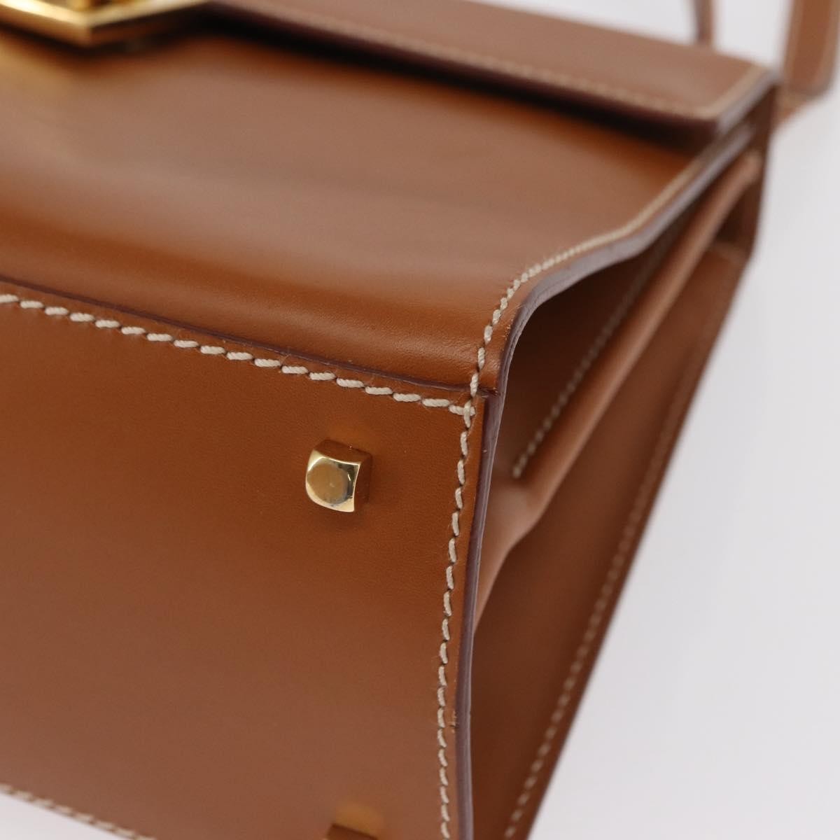 Salvatore Ferragamo Gancini handbag Leather, BROWN, LEATHER, Handbag