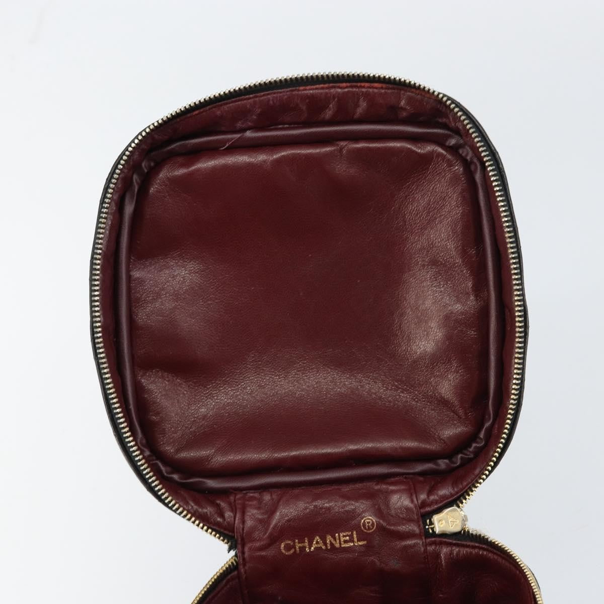 Chanel Vintage Cosmetic Case Quilted Lambskin, BLACK, LEATHER, Handbag