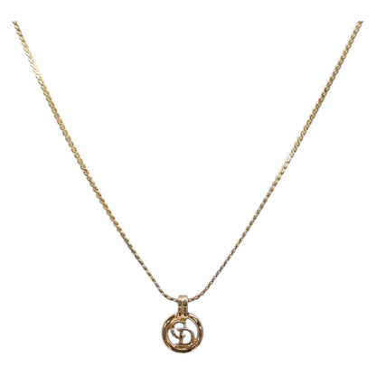 Christian Dior CD Round Pendant Necklace Metal, GOLD, METAL, Necklace