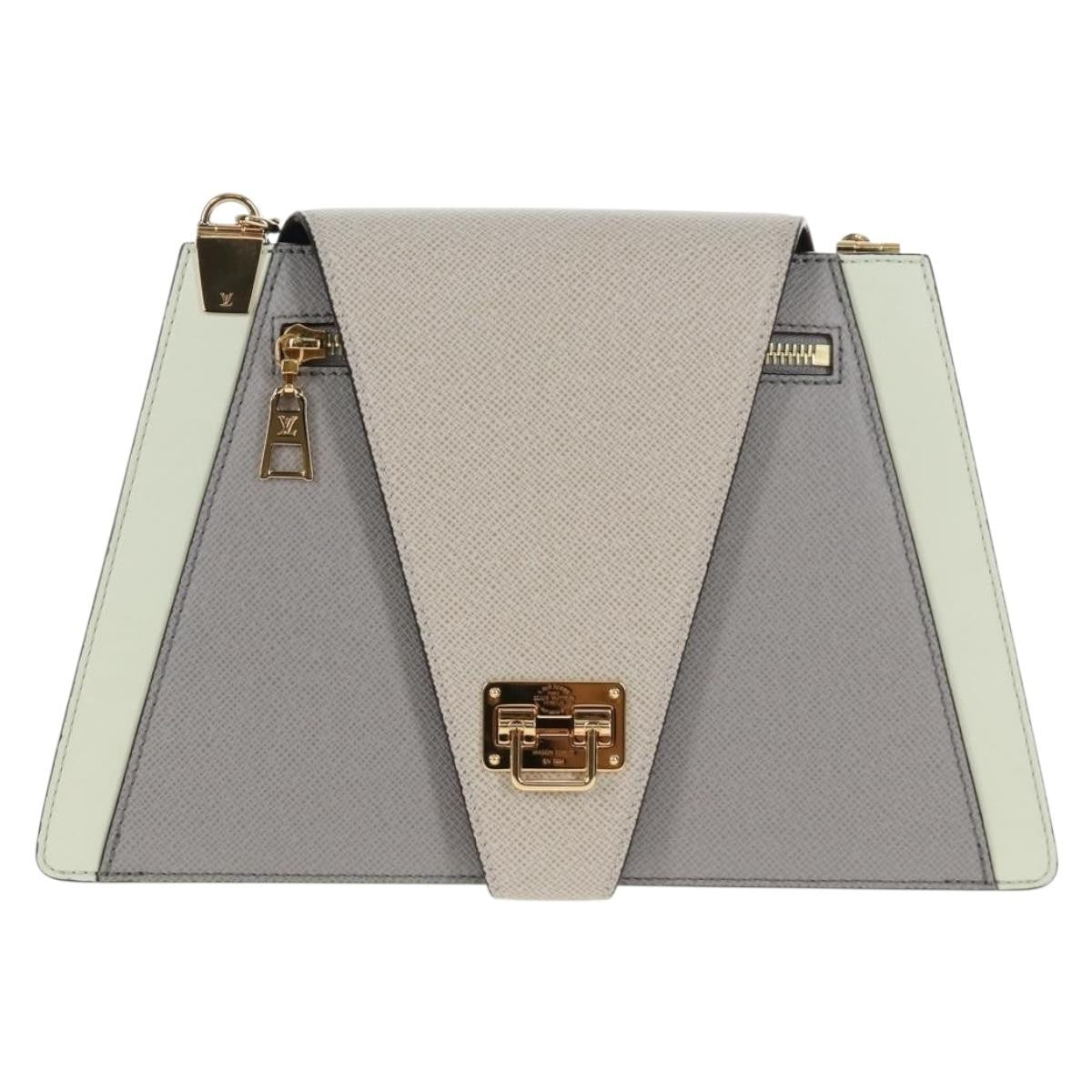Louis Vuitton Trapeze Handbag Calfskin and Taiga Leather, GRAY, LEATHER, Shoulder bag