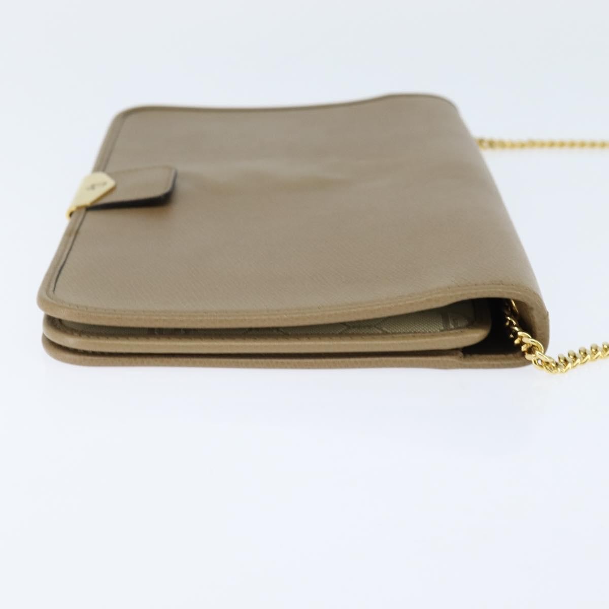 Christian Dior Vintage Chain Flap Shoulder Bag Leather, BEIGE, LEATHER, Shoulder bag