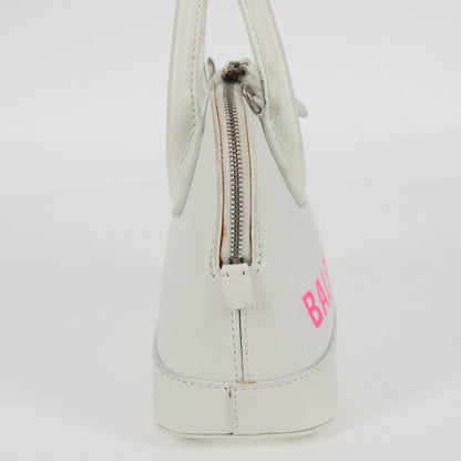 Balenciaga Logo Ville Bag Leather, WHITE, LEATHER, Handbag