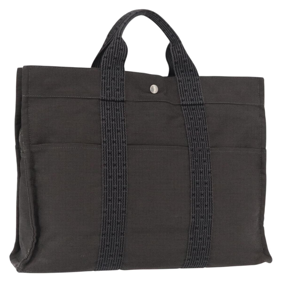 Hermes Fourre-tout Herline Canvas, GRAY, CANVAS, Tote bag